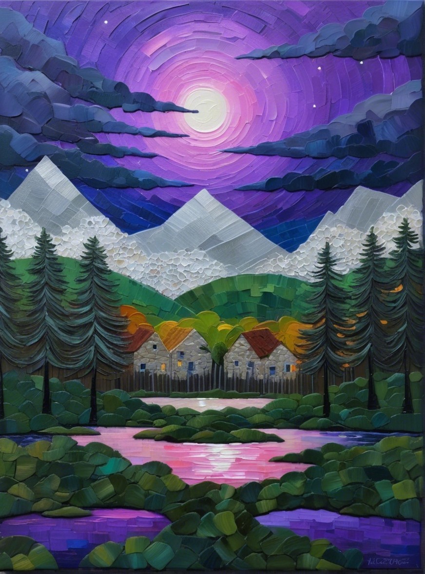 Vibrant Landscape with Snow-Capped Mountains and Pond