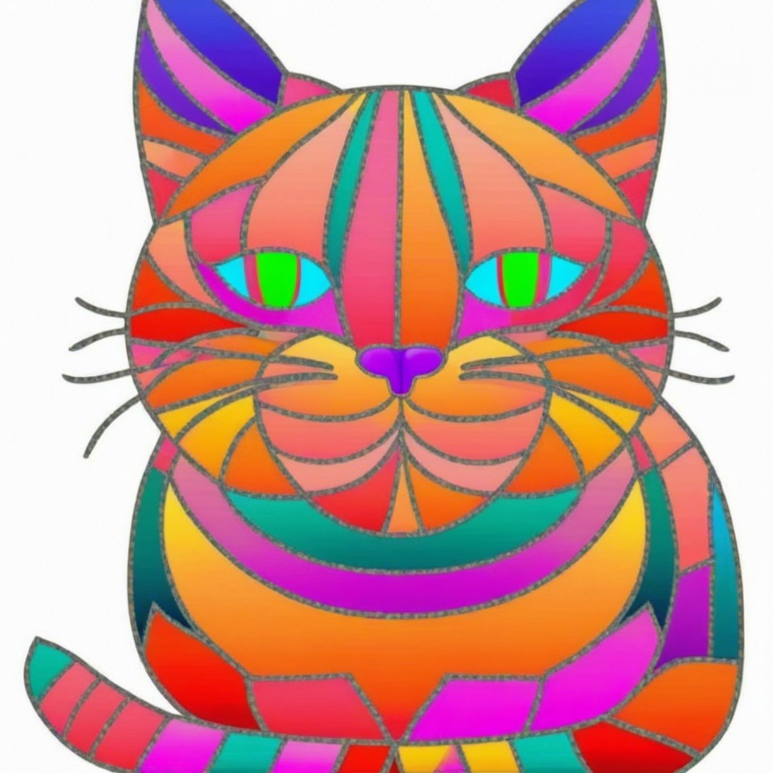 Colorful Geometric Illustration of a Cat