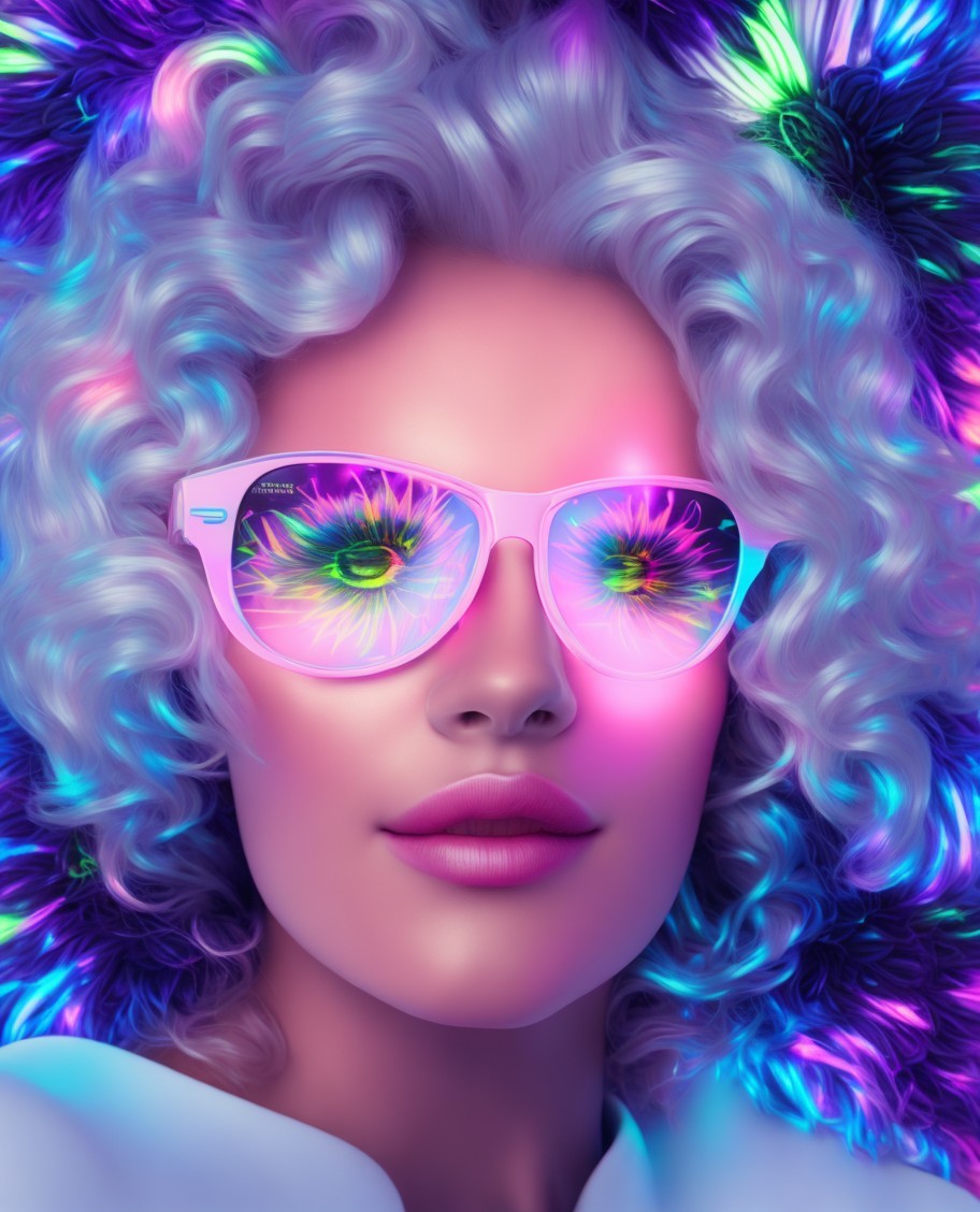 Portrait of a woman with silver-blonde hair and sunglasses