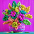 Vibrant Abstract Sculpture of Colorful Floral Shapes