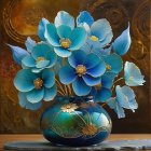 Vibrant Blue Flower Bouquet in Glass Vase