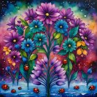 Vibrant Strawberries and Colorful Flowers Arrangement