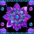 Intricately Designed Flower in Purple and Blue Shades