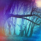 Serene Landscape with Purple and Blue Hues in Forest