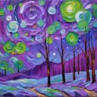 Twilight Abstract Landscape with Trees and Hills