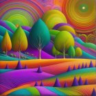 Vibrant Landscape with Swirling Skies and Sailboats