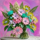 Abstract Composition with Vibrant Colors and Sculpture