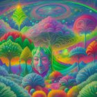 Vibrant Abstract Landscape with Colorful Foliage