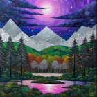 Vibrant Landscape with Snow-Capped Mountains and Pond