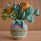 Vibrant Abstract Vase with Geometric Shapes and Colors