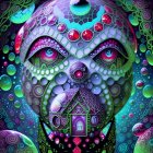Vibrant Abstract Face with Intricate Patterns and Colors