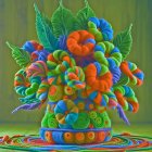 Surreal Landscape with Colorful Trees and Patterns