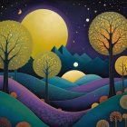 Vibrant Dreamlike Landscape with Urban Elements