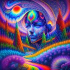 Abstract Landscape with Swirling Colors and Shapes