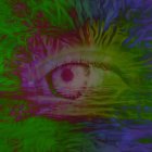 Vibrant Night Sky with Celestial Orb and Cliffs