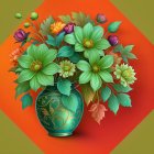 Vibrant Bouquet of Flowers in Clear Vase with Background