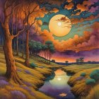 Vibrant Sunset Over Serene Seascape with Sailboat