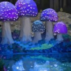 Whimsical Alien Landscape with Floating Planets and Waterfalls