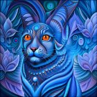 Oversized owl in a vibrant moonlit street scene