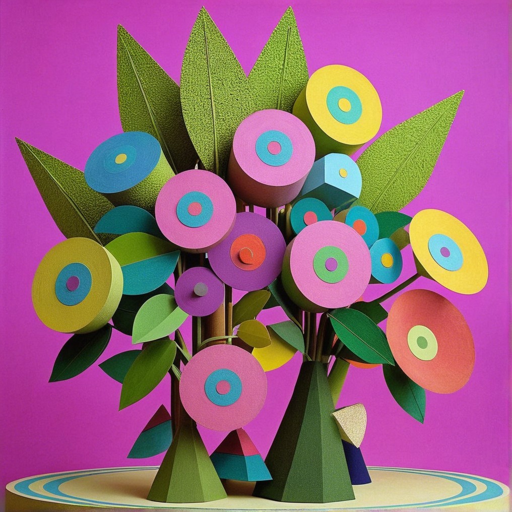 Vibrant Abstract Flower Arrangement on Purple Background