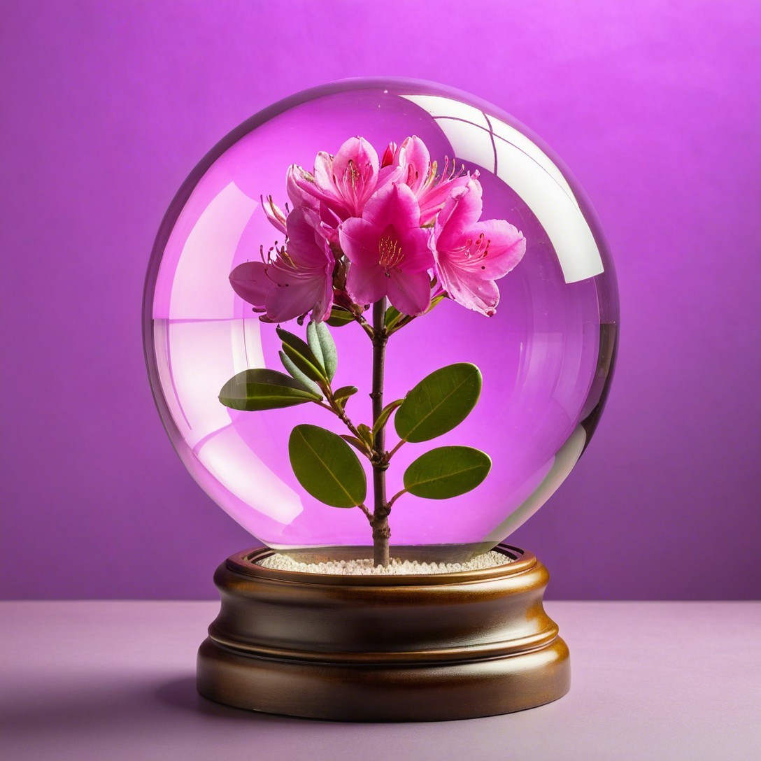 Elegant Glass Snow Globe with Pink Flower and Wood Base