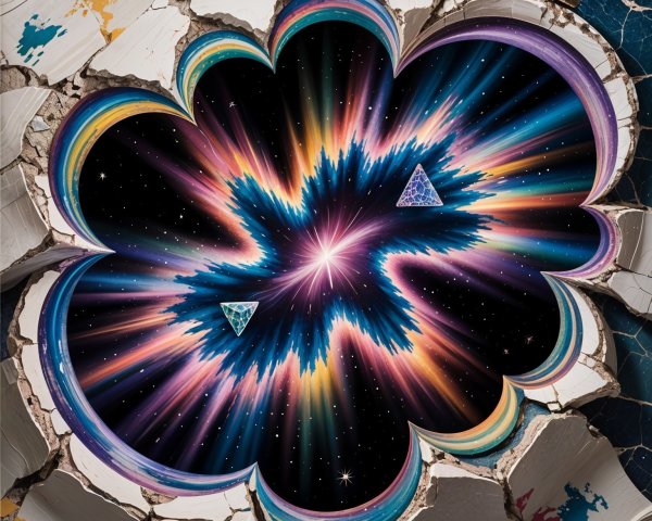 Vibrant Cosmic Explosion with Triangular Shapes