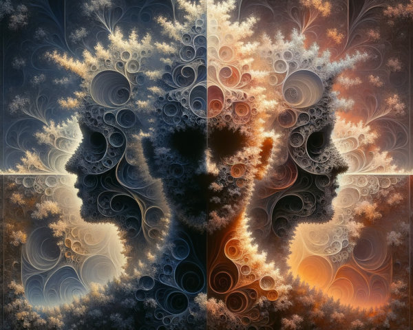 Fractal Design of Intertwined Human Profiles in Color