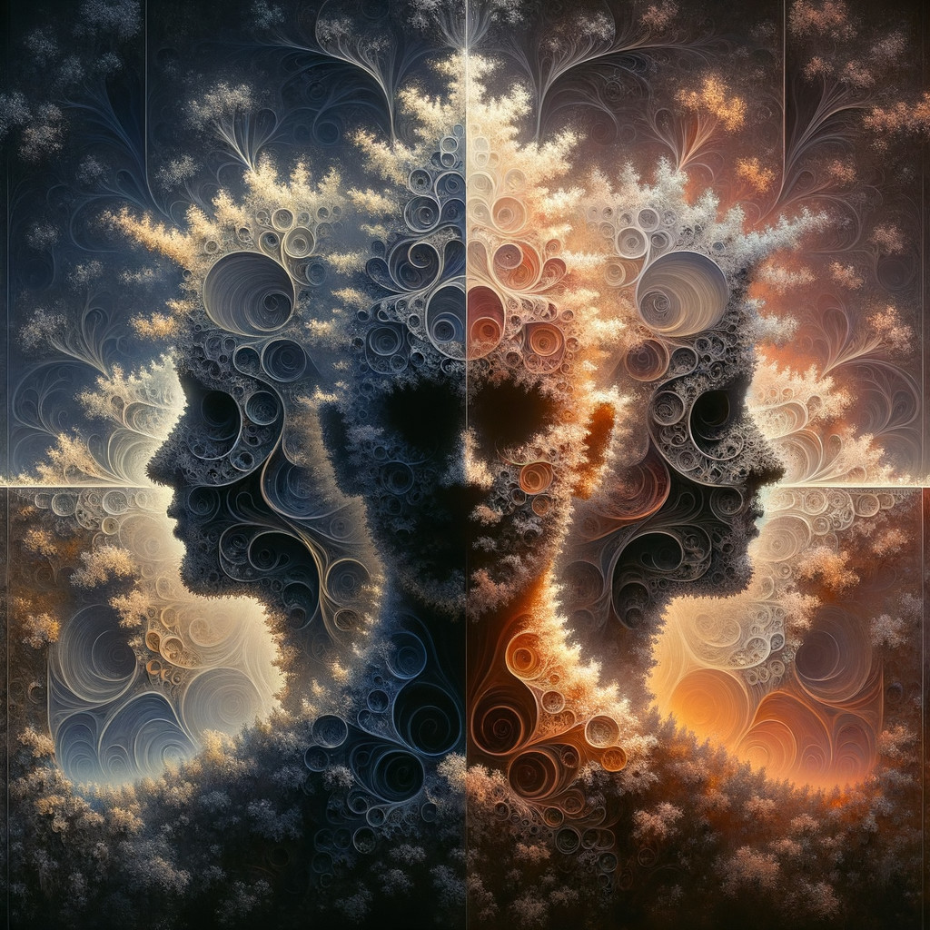 Fractal Design of Intertwined Human Profiles in Color