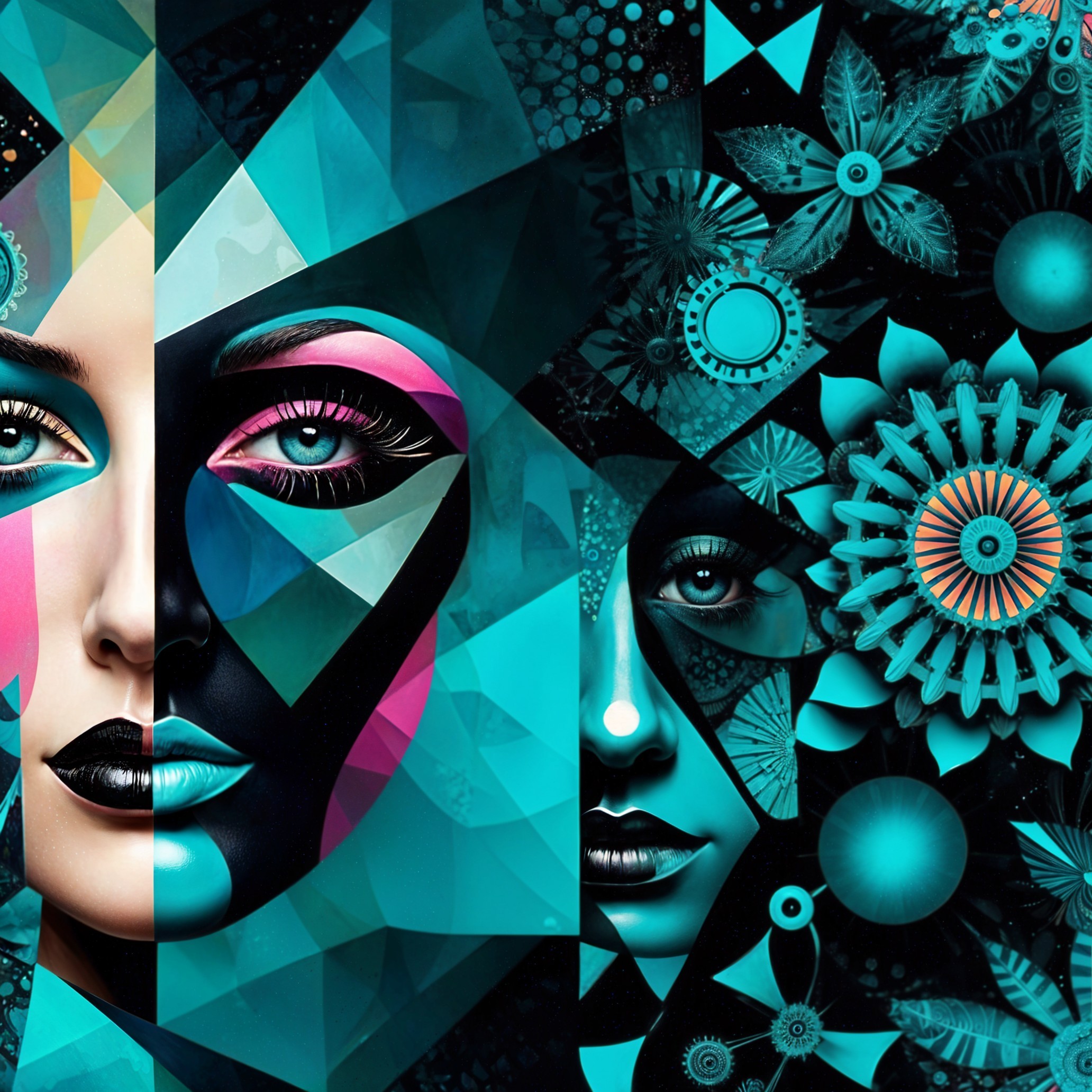 Vibrant Abstract Composition with Geometric Shapes
