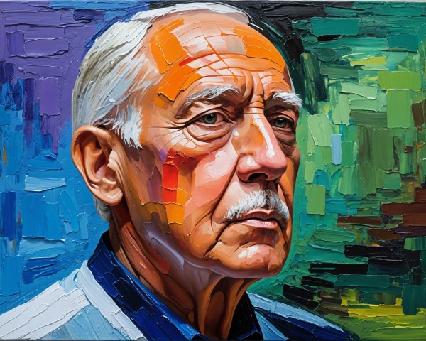 Portrait of an Older Man with Silver Hair and Colors