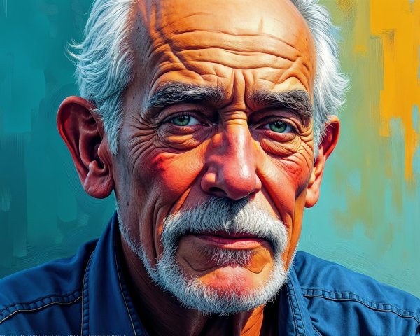 Close-Up Portrait of Older Man with Gray Hair