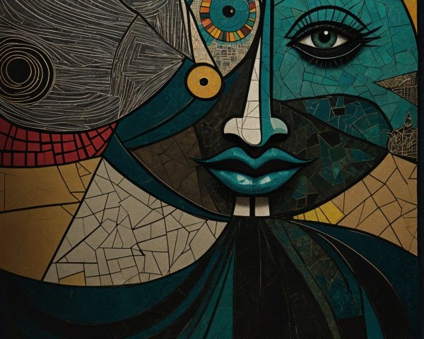 Abstract Portrait of a Woman in Bold Colors and Shapes