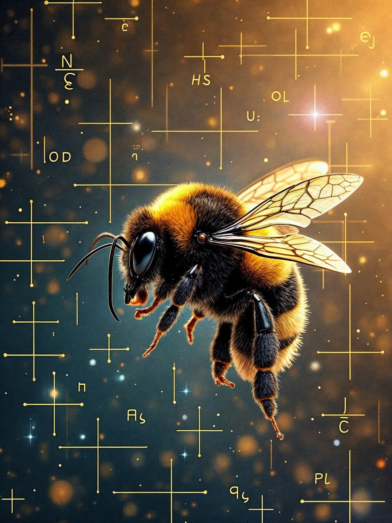 Bumblebee in Space with Cosmic Patterns and Colors