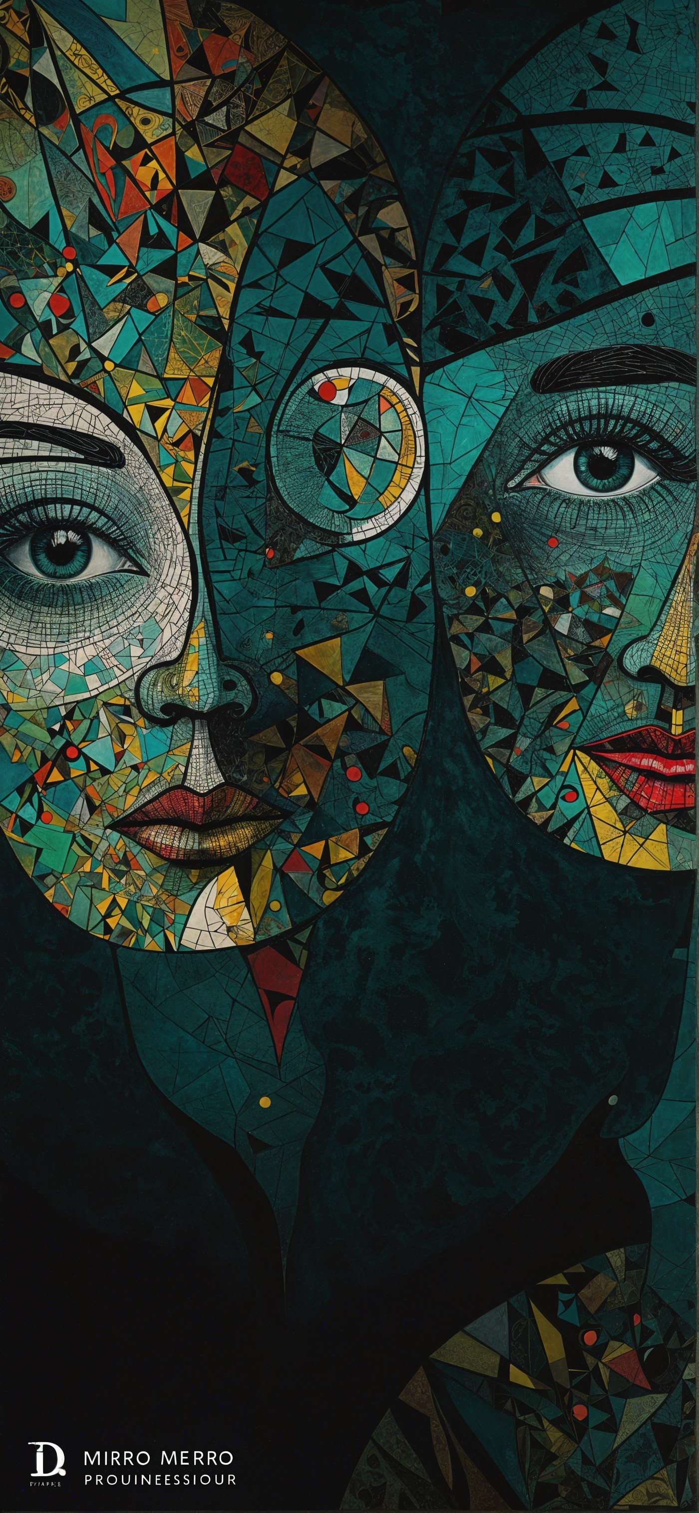 Abstract Artwork of Two Geometric Human Faces