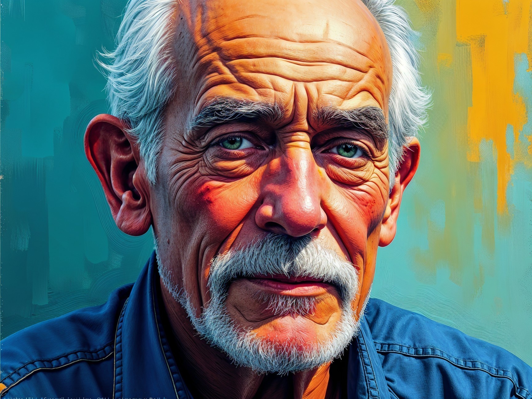 Close-Up Portrait of Older Man with Gray Hair