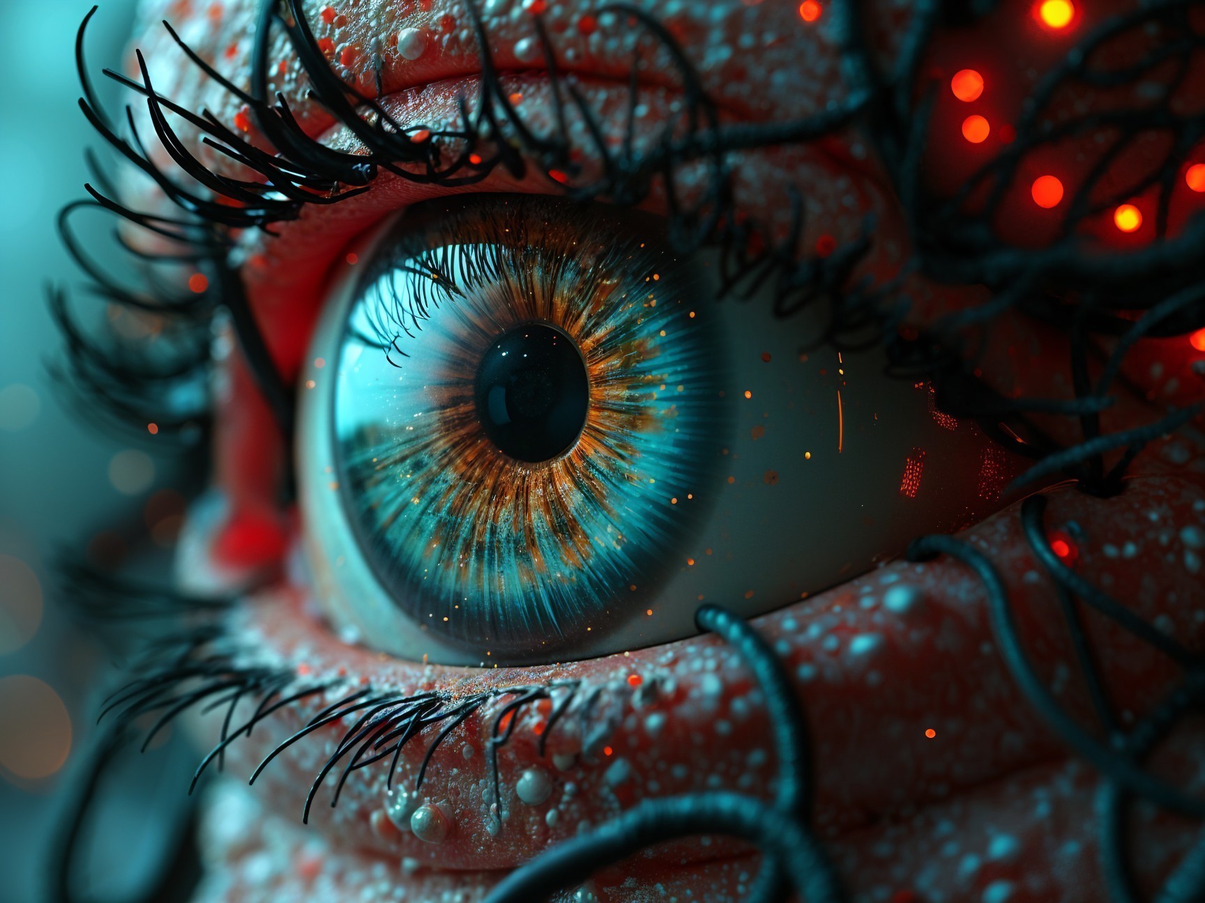 Detailed Eye with Vibrant Blue and Golden Iris