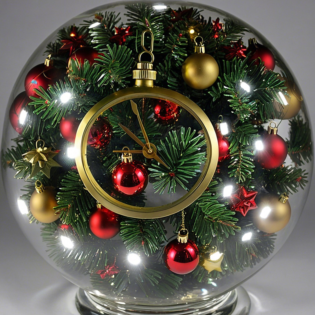 Christmas Globe with Pine, Ornaments, and Lights