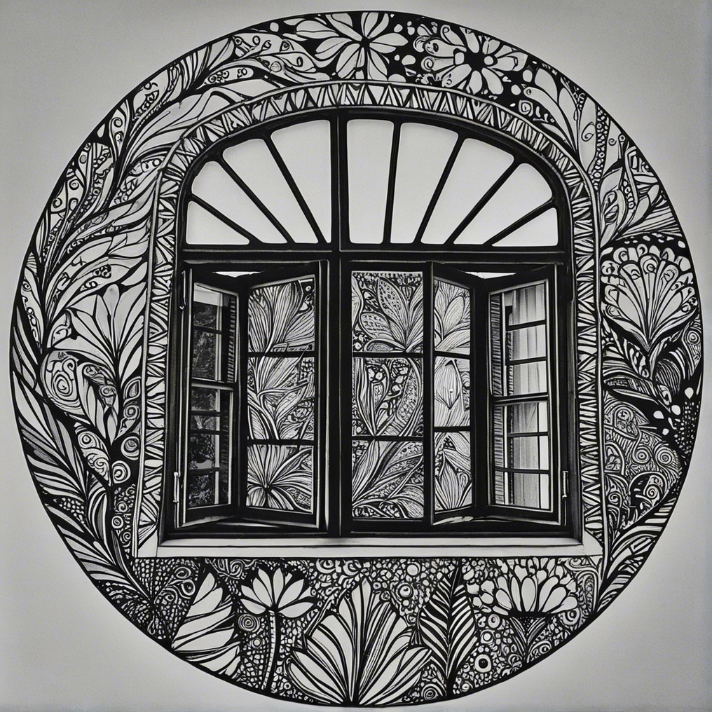 Intricate Circular Window with Floral Patterns and Swirls