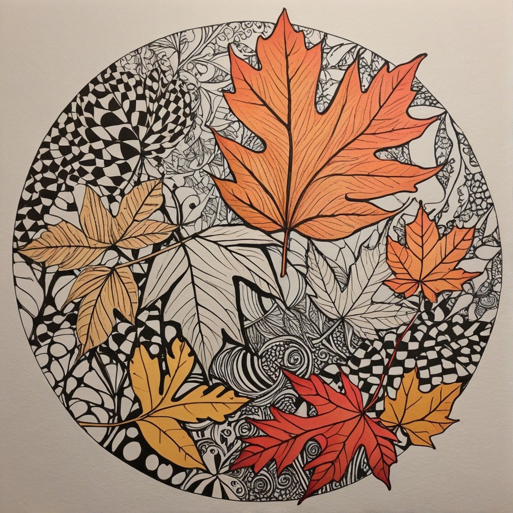 Circular Composition of Colorful Autumn Leaves