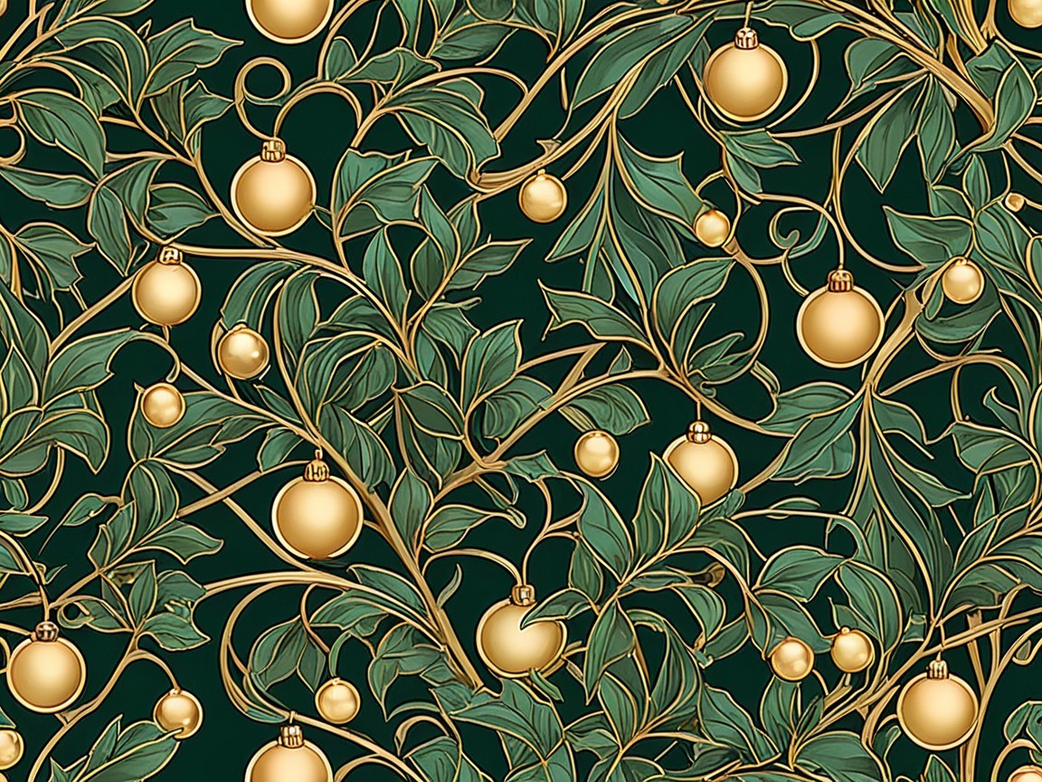 Intricate Green and Gold Holiday Pattern Design