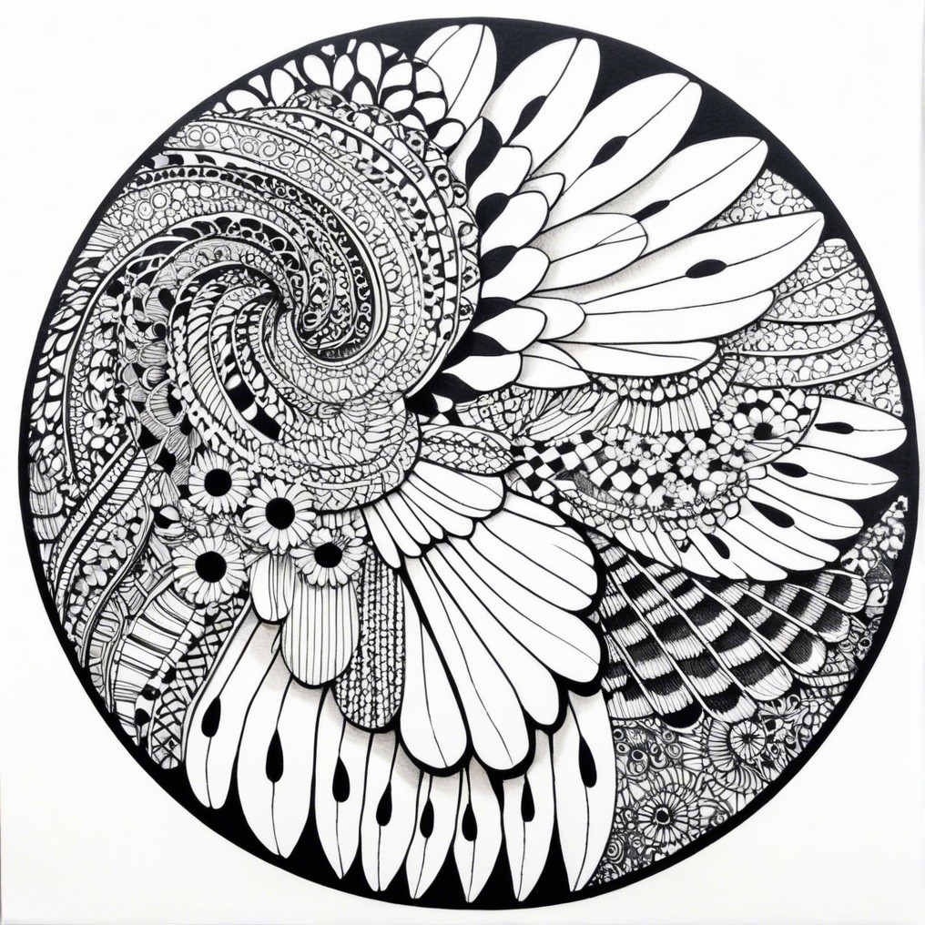 Intricate Black-and-White Mandala Design with Patterns