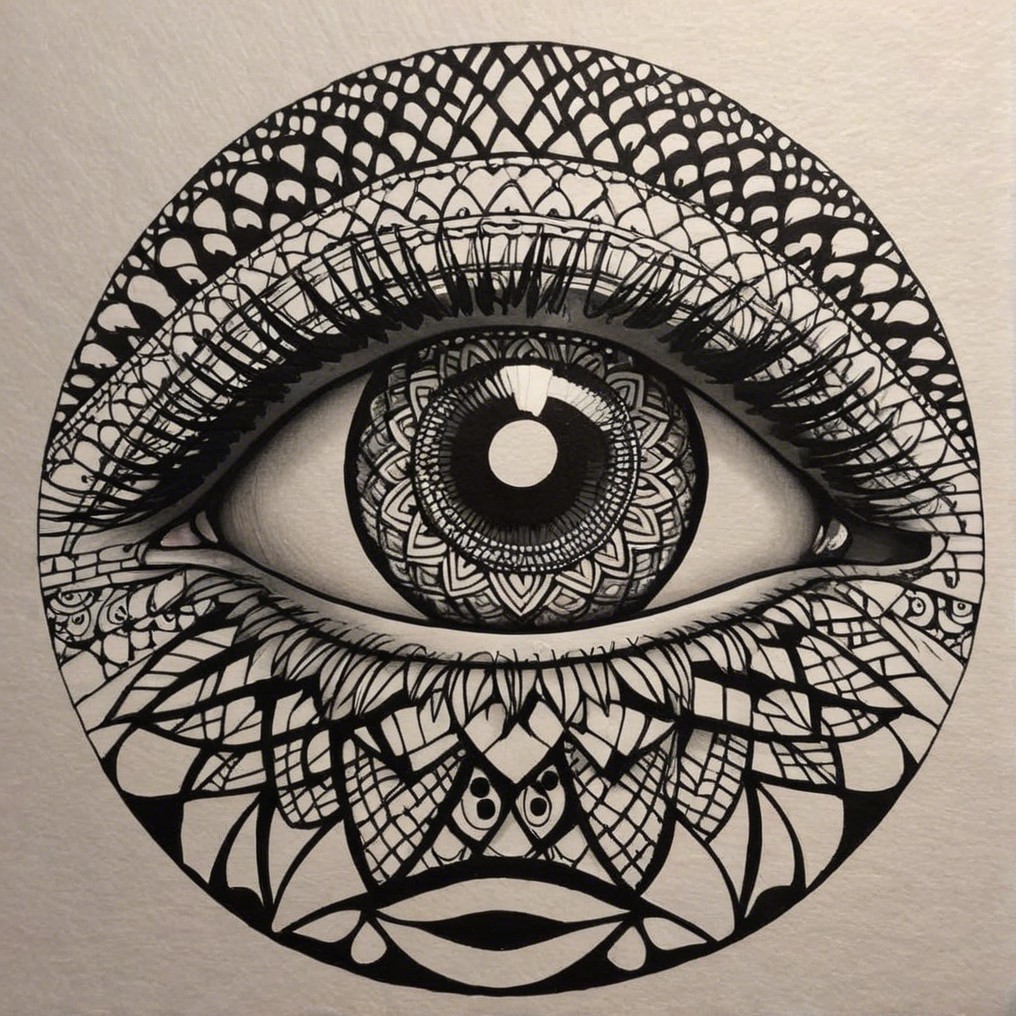 Intricate Eye Design Surrounded by Mandala Pattern