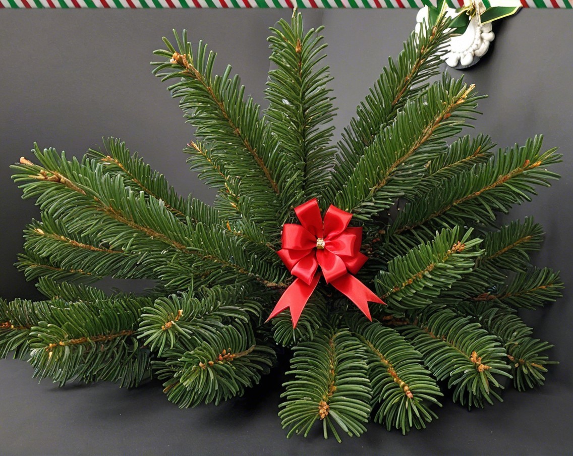 Festive Evergreen Arrangement with Red Ribbon Bow