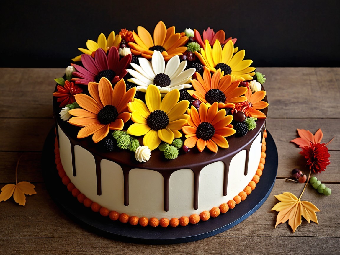 Elegant Cake with Cream Frosting and Edible Flowers