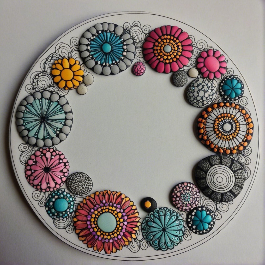 Vibrant Hand-Painted Decorative Stones in Circular Design