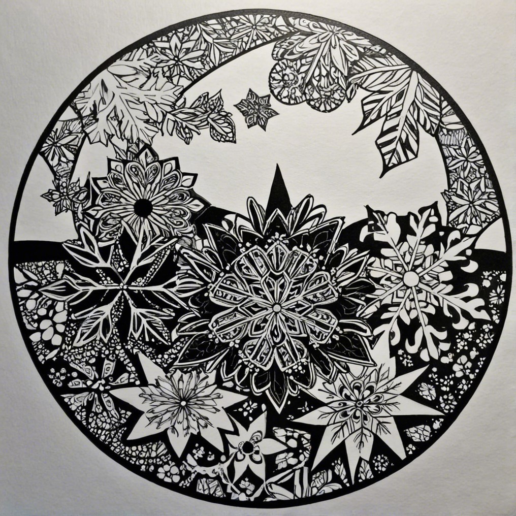 Intricate Black and White Floral Mandala Design