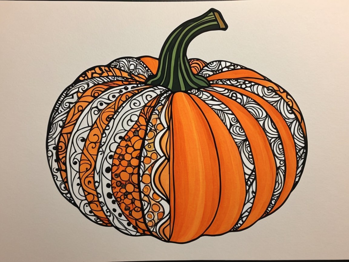 Vibrant Orange Pumpkin with Intricate Patterns