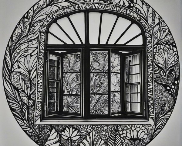 Intricate Circular Window with Floral Patterns and Swirls