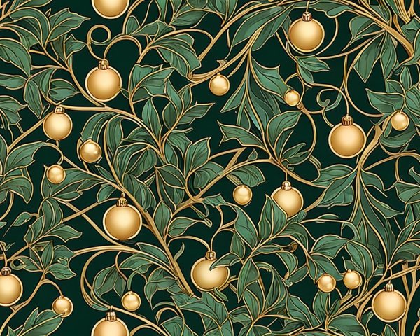 Intricate Green and Gold Holiday Pattern Design