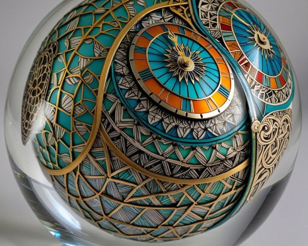 Steampunk Globe with Clockwork and Geometric Patterns